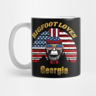 Bigfoot loves America and Georgia Mug